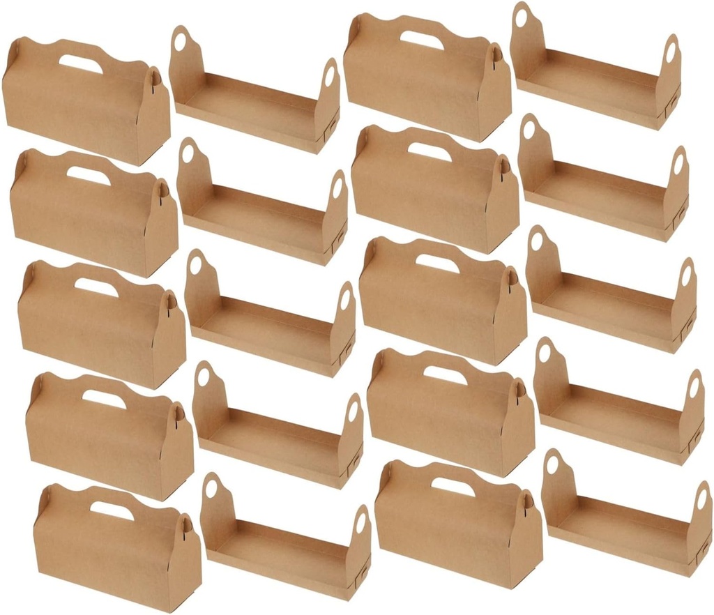 PRETYZOOM 10PCS Long Shape Cake Box Handle Portable Large Capacity Natural Cake Carrier for Desserts Baking Supplies