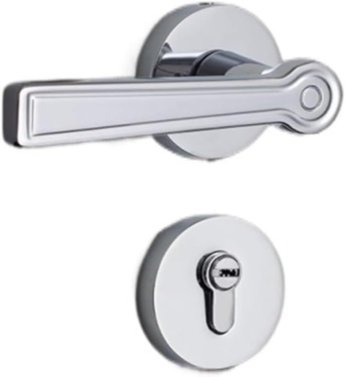Door Lock Light Luxury Magnetic Silent Bedroom Bathroom Door Handle Household Full Set of Wooden Door Locks(Chrome Plating Simple zinc Alloy)