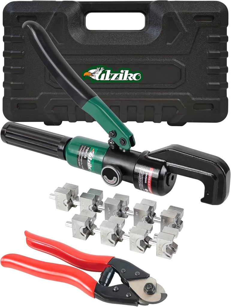 Hydraulic Crimper Tool for 1/8" 3/16" Stainless Steel Cable Railing Kit Hardware System Fittings, with Cable Cutter