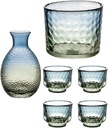 Glass Sake Set Sake Cup Liquor Dispenser Japanese Sake Pot 4 Sake Cups +1 Sake Pot + 1 Vessel Cup for Heat Preservation