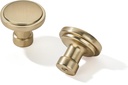 10 Pack Champagne Bronze Cabinet Knobs 1-1/4 inch, Jasper Pulls Champagne Brass Solid Dresser Knobs Drawer Knobs Kitchen Cabinet Knobs Single Hole Knob for Cabinets and Drawers Round