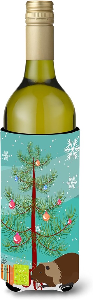 Caroline's Treasures BB9246LITERK Coypu Nutria River Rat Christmas Wine Bottle Hugger, Teal Bottle Cooler Sleeve Hugger Machine Washable Collapsible Insulator Beverage Insulated Holder