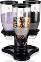 3 x 3L Capacity Candy Dispenser Countertop Rotatable Triple Cereal Countertop for Coffee Shop Food Dispenser for Candy Nut Pasta Grains Kitchen Oatmeal Pet Snacks Home(Black)