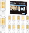 hansang 12 Pack G9 LED Bulb 2700K Soft Warm White, 4W 40 Watt Halogen Equivalent G9 Light Bulbs, Height 1.77 Inch Short T4 G9 Bin-pin Base Chandelier Light Bulbs, 400LM, AC 120V, Non-Dimmable