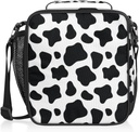 Cow Skin Insulated Lunch Bag for Kids Boys Girls Lunch Box Containers Tote with Shoulder Strap Durable Reusable Waterproof Meal Prep Bag for School Picnic Work Thermal Cooler Bag