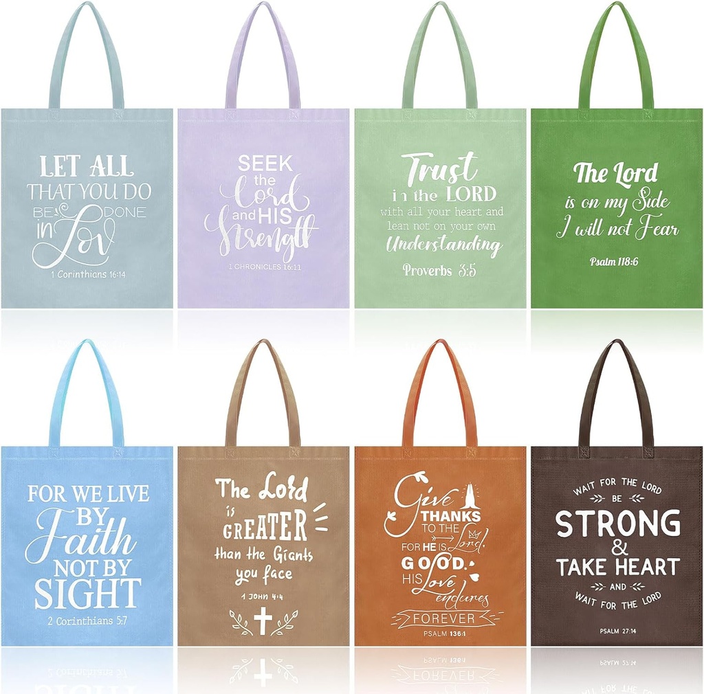 Boho Christian Tote Bags Religious Reusable Grocery Bible Verse Rainbow Non Woven Bags with Handle for Christmas