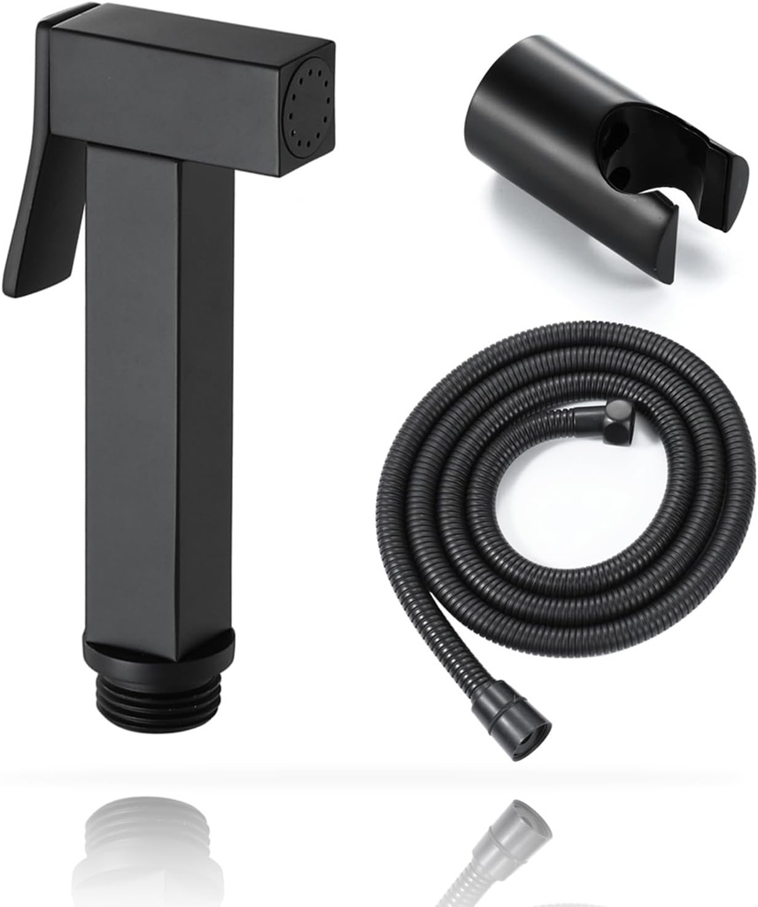 Handheld Bidet Sprayer for Toilet, Cloth Diaper Sprayer with Wall Mounts (ABS) and Hand Held Bidet Bathroom Hose (Stainless Steel), Jet Spray for Toilet, Muslim Shower, Easy to Install (Black)