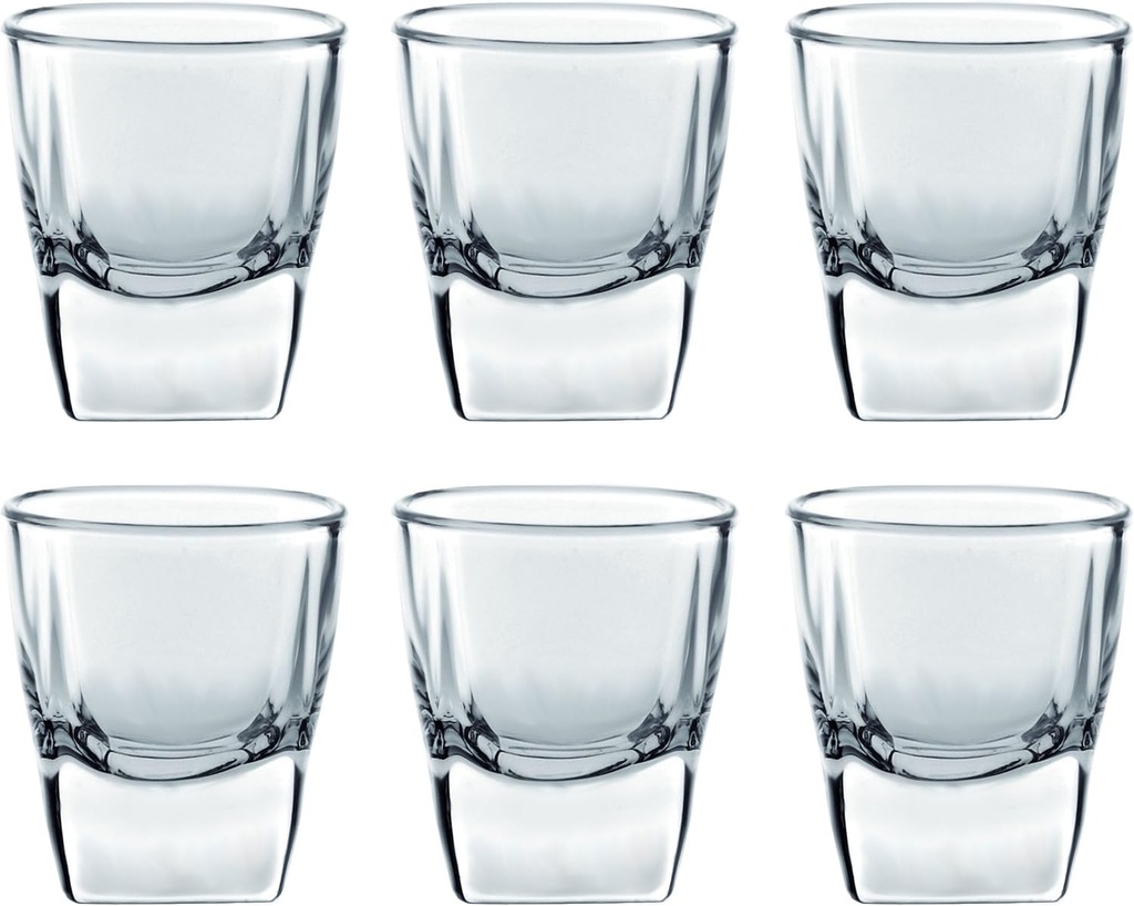 Circleware Squats Heavy Base Whiskey Shot Glasses, Set of 6 Fun Party Home Dining Beverage Drinking Glassware for Liquor, Bar, Jello Cups, 1.7 oz