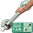 Heavy Duty Grab Bar with Large Suction Cups for Shower and Bathtub, Easy Tools-Free Installation & Removal, Safety with Compression Loss Warning, Useable on Diffrent Surfaces (Silver, 19 Inches)