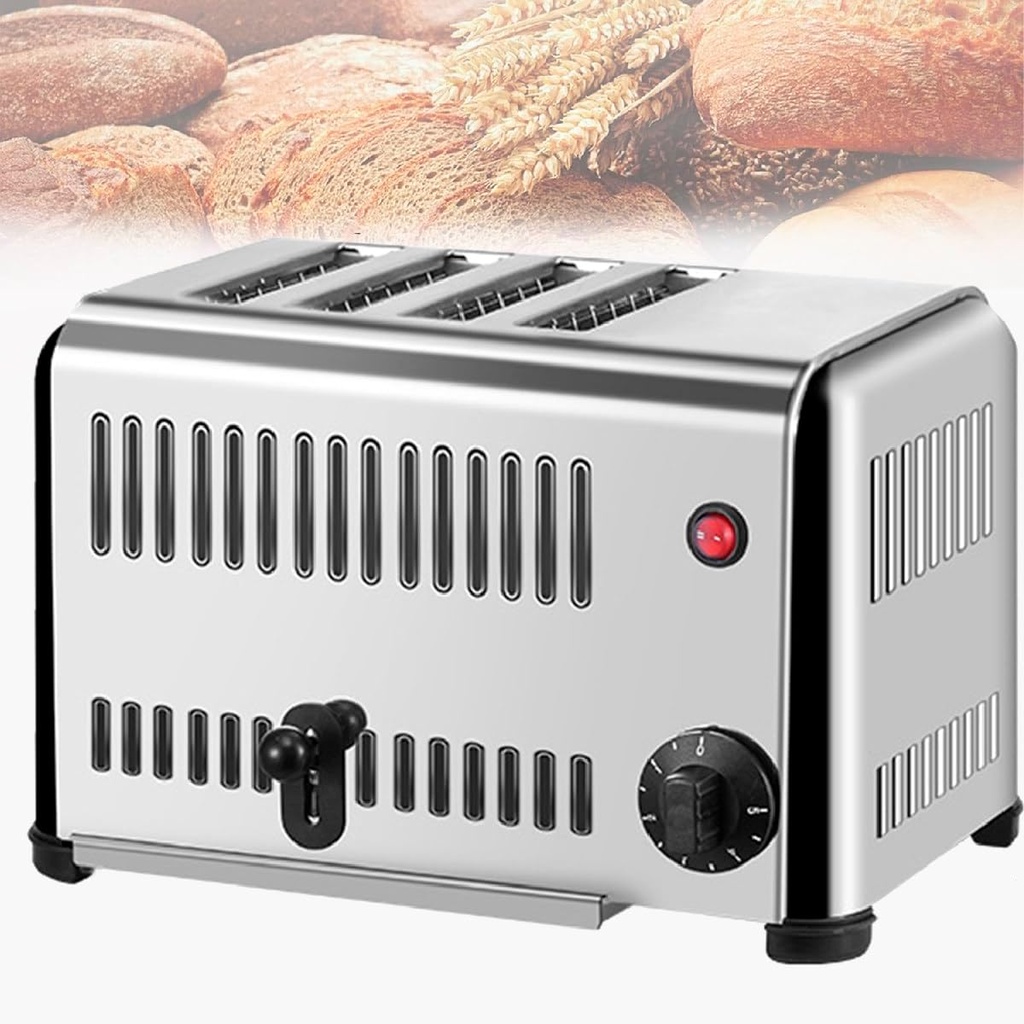 Commercial Toaster Bread Baking Machine, Bread Baking Machine, Stainless Steel Toaster, w/Drawer-Type Crumb Tray, for Family Restaurant Bakery,4Slice