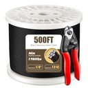 WAYSKA 500FT 1/8" T316 Black Stainless Steel Cable, Black Wire Rope Aircraft Cable for Indoor Outdoor Cable Railing Stair Deck Fencing, 7x7 Strands Construction, DIY Balustrades, Comes with a Cutter