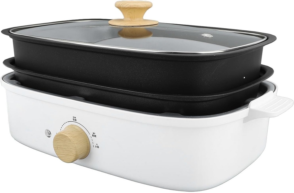 Asixxsix Hot Pot Electric, 1200W Electric Cooker Adjustable Temperature Portable Electric Skillet, Non Stick Electric Pot, Multifunction Cooker, Electric Cooking Pot for Roasting Frying