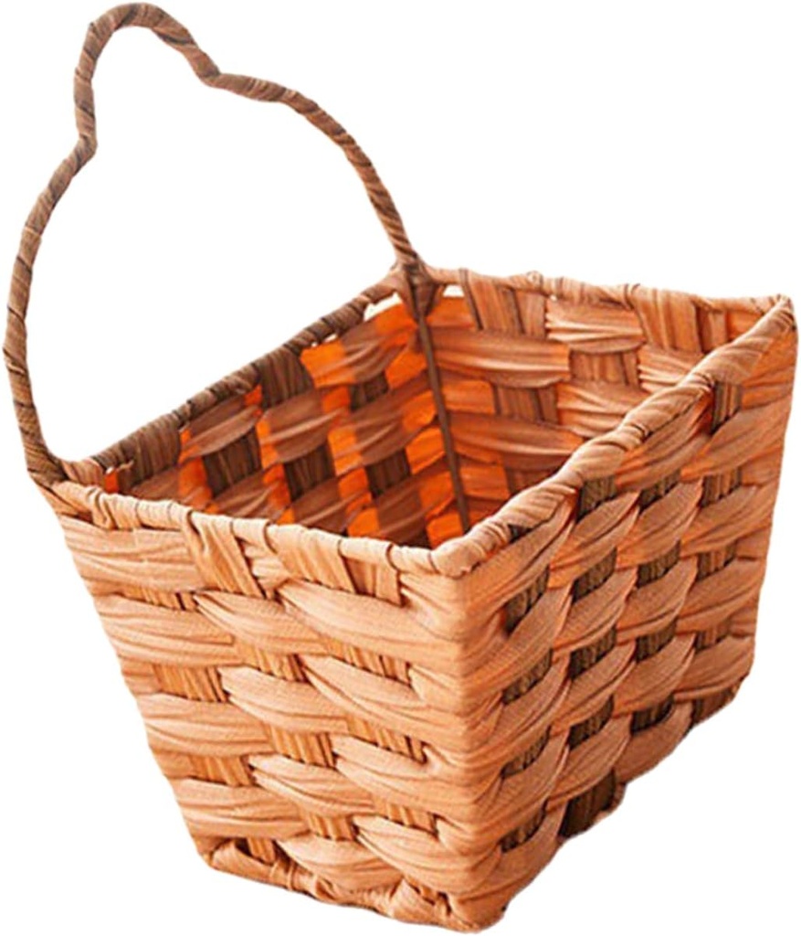 Unomor Wall Mounted Woven Storage Basket for Kitchen Bathroom Decorative Hanging Organizer for Toiletries Fruits and Tools Design Space-saving Multi-purpose Storage