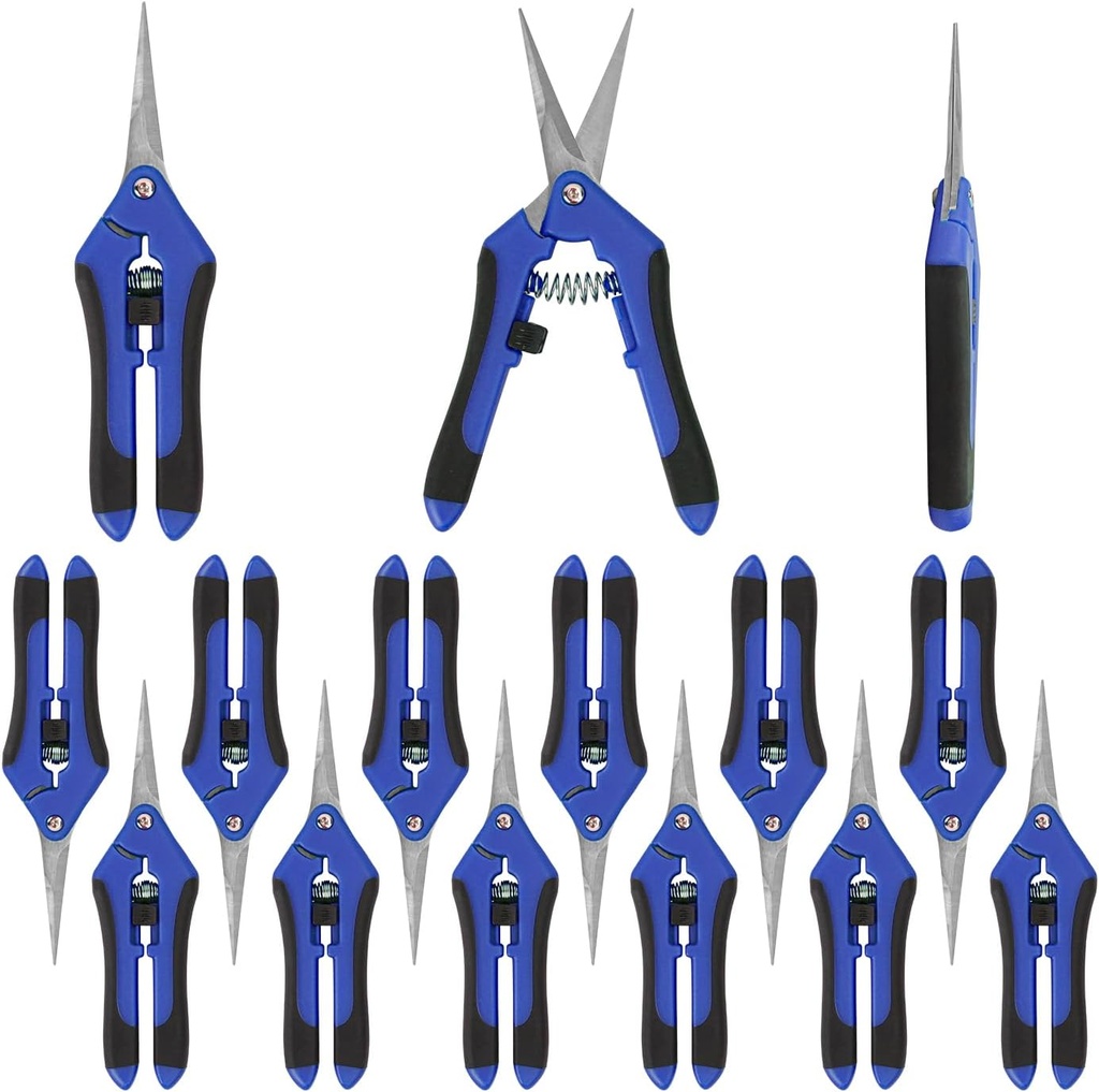 15 Pack 6.5 Inch Garden Pruning Scissors, Hand Pruner with Stainless Steel Blades, Sharp Point Gardening Shears Cutter, Gardening Pruning Shear, Supplies & Accessories(Blue)