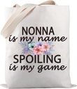 PWHAOO Grandma Nonna Gift Nonna Is My Name Spoiling Is My Game Tote Bag Canvas Best Nonna Ever Shopping Bag