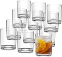 Classic 12oz Reusable Plastic Drinking Glasses Set of 12 - Unbreakable BPA Free Acrylic Cups, Shatterproof Dishwasher Safe Plastic Tumblers for Kitchen & Home