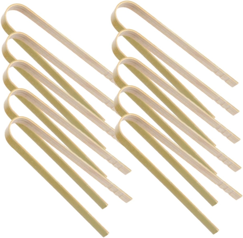 PRETYZOOM 10pcs Bamboo Bbq Tongs Anti-skating Clips Heat-resistant Toast Tong for Outdoor Use
