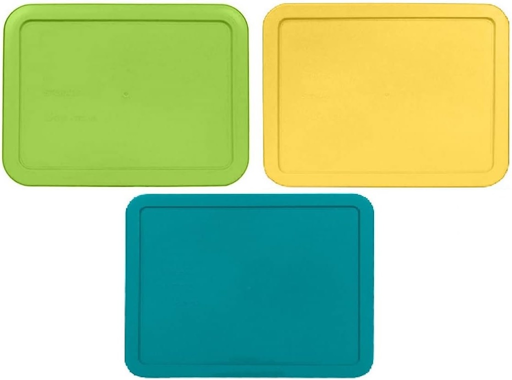 6 Cup/1.5 L Spring Green, Yellow, Turquoise Replacement Lids/Covers for Pyrex 7211-PC, 6 Cup/48oz Anchor Hocking & Klare Ware Storage Bowls *Lids Only* - *Glass Container Not Included* (3 Pack)