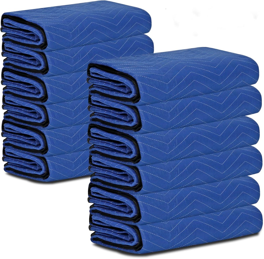 Nouva Moving Blankets 12 Pack, Heavy Duty 72" x 80" (35lb/dz) Packing Blankets Furniture Blankets Furniture Moving Pads for Protecting Furniture Moves & Storage, Dark Bule