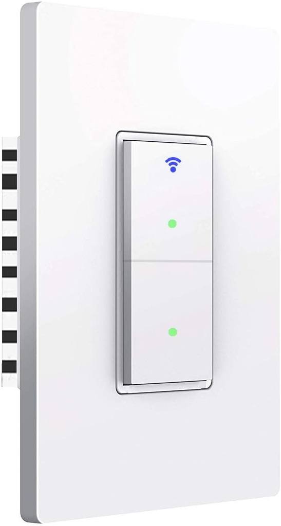Smart Light Switch, WiFi Smart Double Switch Button, Compatible with Alexa and Google Home, Remote Control with Timing Funtion, No Hub Required,Smart Life APP Provides Control from Anywhere