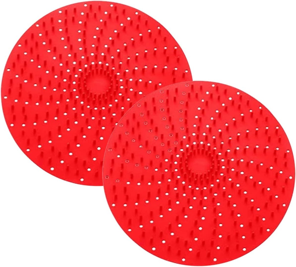 2Pcs Reusable Food Steamer Silicone Liner Round Air Fryer Liner Heat Resistant Baking Cushion for Even Cooking Non Stick Design with Ventilation for Meat