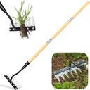 Iron Weeding Rake with Long Handle 2.0, 2025 Upgraded 8 Teeths Garden Weed Puller Tool Heavy Duty Gardening Tool for Lawn, Flower Beds & Soil Aeration