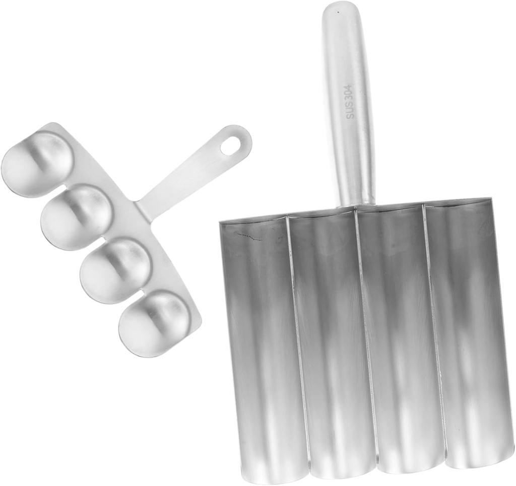 2pcs Stainless Steel Meatball Maker Kit Portable Meatball Scoop with Scraper Versatile Kitchen Tool for Quick and Consistent Fish Balls and Rice Balls Preparation