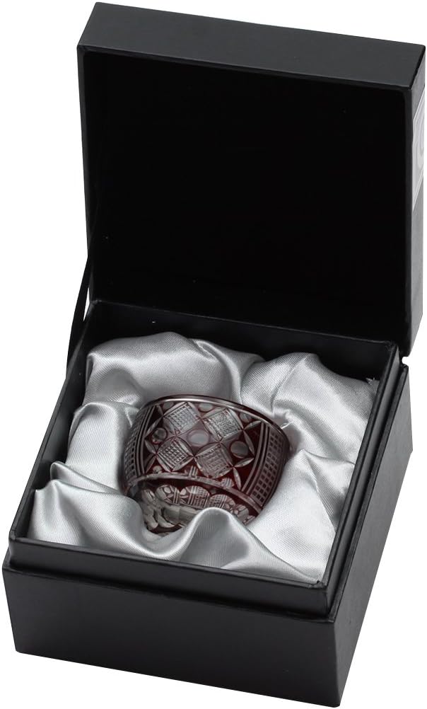 Yamashita Craft 45015660 Kiriko Gui Cup, Gift Set, Red, 4.9 x 4.9 x 1.3 inches (12.5 x 12.5 x 3.3 cm), Bishimaru Crest