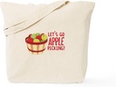 CafePress Lets Go Apple Picking Tote Bag Reusable Natural Beige Canvas Shopping Bag