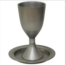 Majestic Giftware Kiddush Cup W/Saucer 5.5" H (KC11066-SL) – Annodized Silver Materials Wine Goblet Tray for Shabbat, Passover, and Holidays Ideal Gift for Jewish Celebrations and Holidays