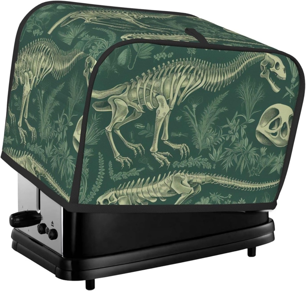 Dinosaur Skeleton 2 Slice Toaster Covers Dustproof Splash-Proof Bread Machine Cover Fingerprint Protectors Small Washable Kitchen Appliance Cover Universal Size