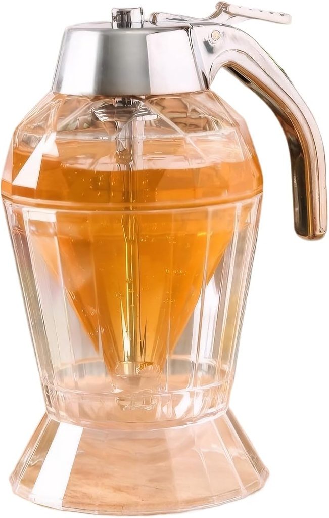 Bee Honey Dispenser No Drip With Stand Pancake Syrup Pourer Container Pot Jar Holder Dipper