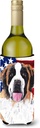 Caroline's Treasures SC9027LITERK USA American Flag with Saint Bernard Wine Bottle Hugger Bottle Cooler Sleeve Hugger Machine Washable Collapsible Insulator Beverage Insulated Holder