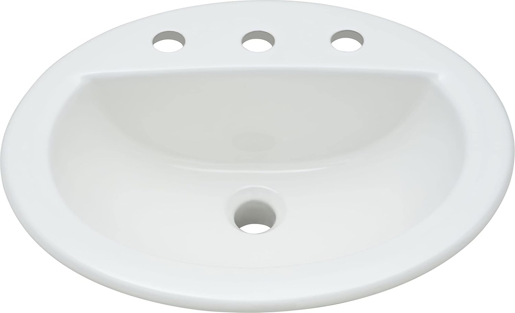 PROFLO PF19168 Rockaway 19" Oval Vitreous China Drop In Bathroom Sink with Overflow and 3 Faucet Holes at 8" Centers - White