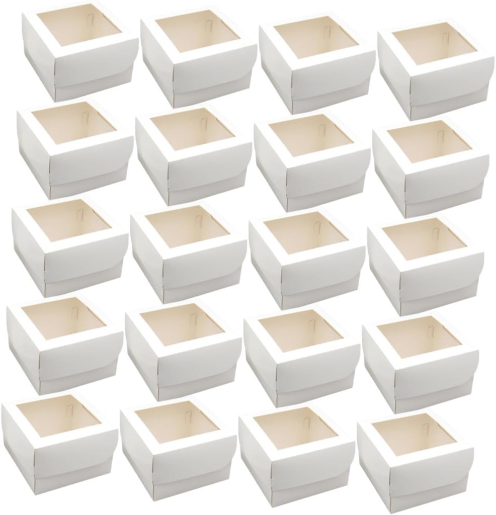 Garneck 20pcs Transparent Window Cake Boxes for and Cookies Food-grade High Baking Packaging for Parties and Events Safe and Convenient Dessert Storage