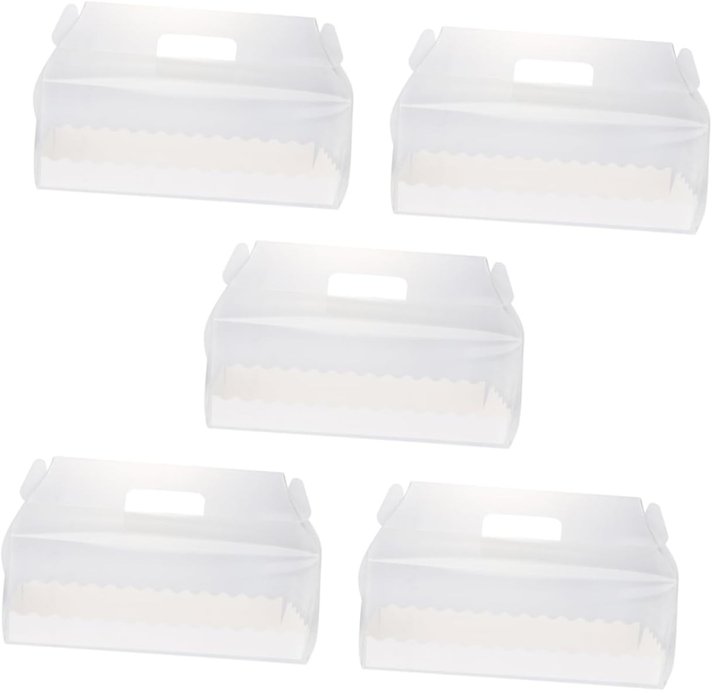 Cake Boxes 5 Pack Portable Cake Carrier Lids Pet Plastic Dessert Boxes for Storage