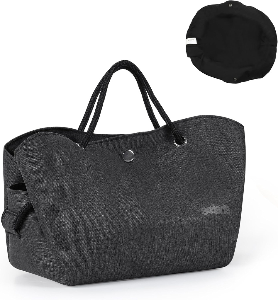 Solaris Foldable Small Lunch Bag, Drawstring Cute Women Snack Hangbag with Button Closure, Lightweight Compact Lunch Bag for Work Picnic Travel Beach, Women Idea Gift