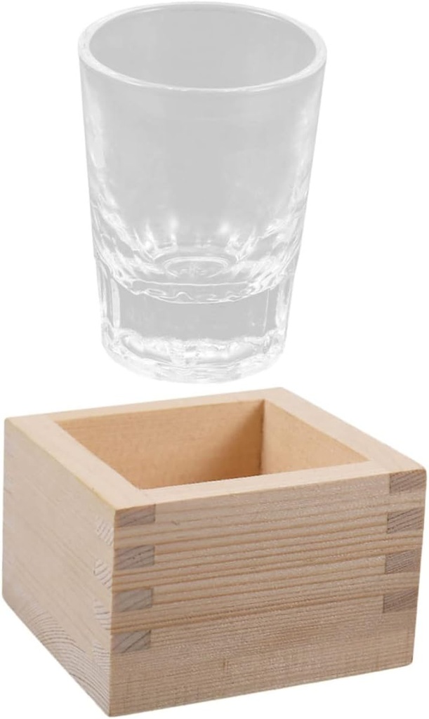 Luxshiny 1set Japanese Sake Cups Wooden Box Elegant Glass Saki Cup for Home for Celebratory Parties Traditional Design Easy to Clean and Maintain