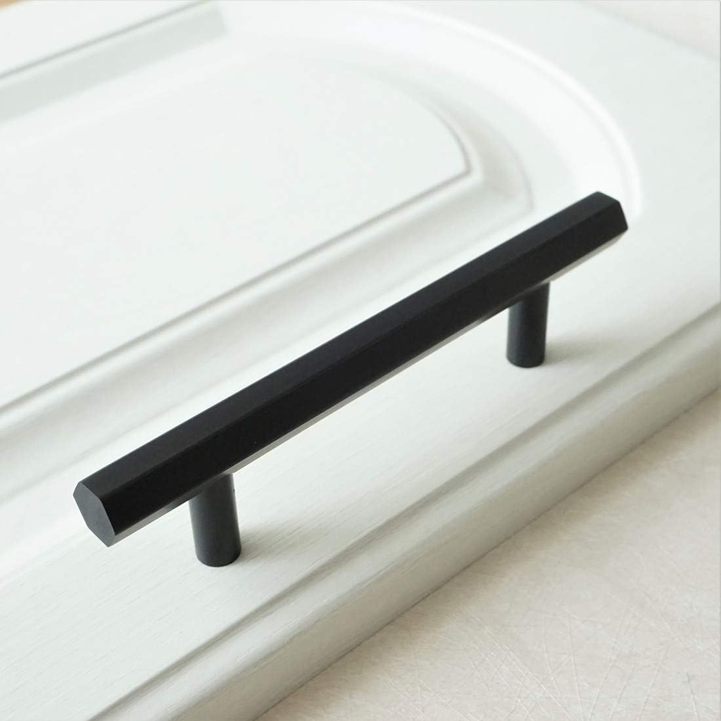LBFEEL 3.78'' 5.0'' 6.3'' 7.55'' Drawer Pulls Hexagon Dresser Handles Black Modern Kitchen Cabinet Handles Hardware (3.78" Hole Centers)