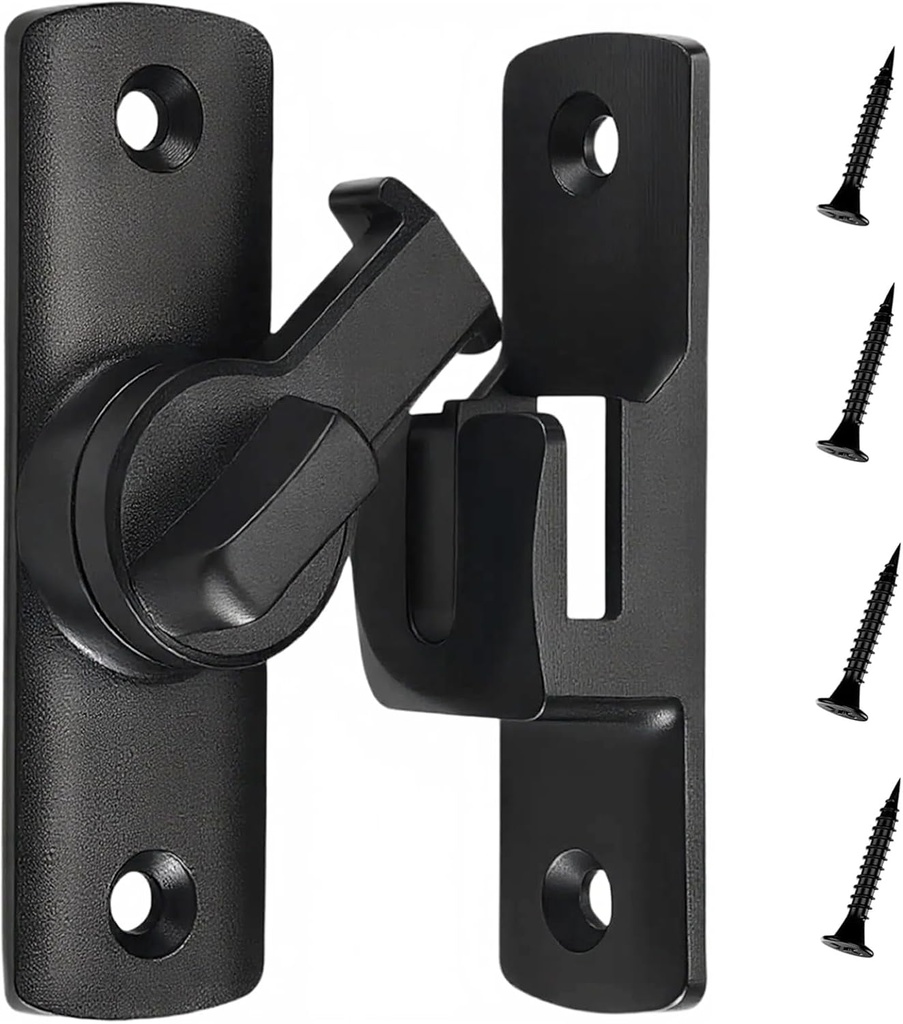 90/180° Barn Door Lock, Heavy Duty Rust-Proof Sliding Door Lock - Protecting Families Childs Safety Gate Latch for Barn,Bathroom, Garden, Window, Cabinet, Garage, Pet Door