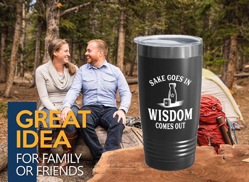 Sake lover Black Edition Viking Tumbler 20oz - Sake goes in - Bartender Drink Lover Colleagues Funnny Pub Bar Alcohol Lover Brew Humor Bachelor Party