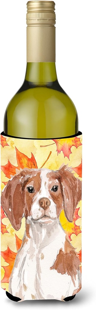 Caroline's Treasures BB9504LITERK Brittany Spaniel Fall Wine Bottle Hugger Bottle Cooler Sleeve Hugger Machine Washable Collapsible Insulator Beverage Insulated Holder
