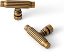 Goo-Ki 6 Pack ​​Antique Brass Cabinet T-Bar Knob - Vintage Vertical Groove Textured Grip for Kithcen Drawers & Cupboard