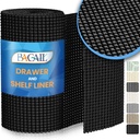BAGAIL Drawer and Shelf Liner, 12 in X 10 Ft Non-Adhesive Shelf Liners for Kitchen Cabinets, Thick Strong Grip Liners for Desk, Shelves, Bathroom Drawers, Cabinet Protection - Black