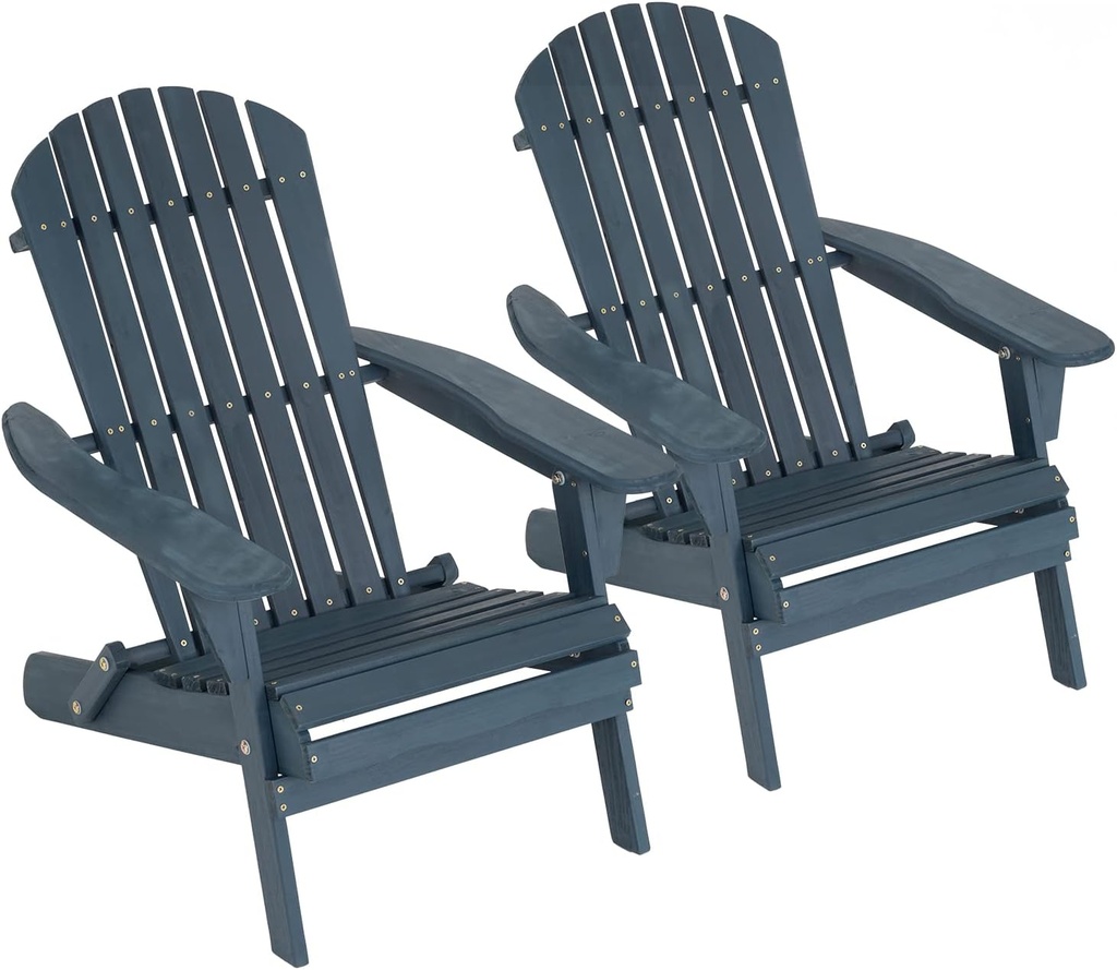 FDW Folding Adirondack Chairs Set of 2, All Weather Patio Chairs Outdoor Fire Pit Chairs for Patio Lawn Garden Backyard Deck Pool Beach