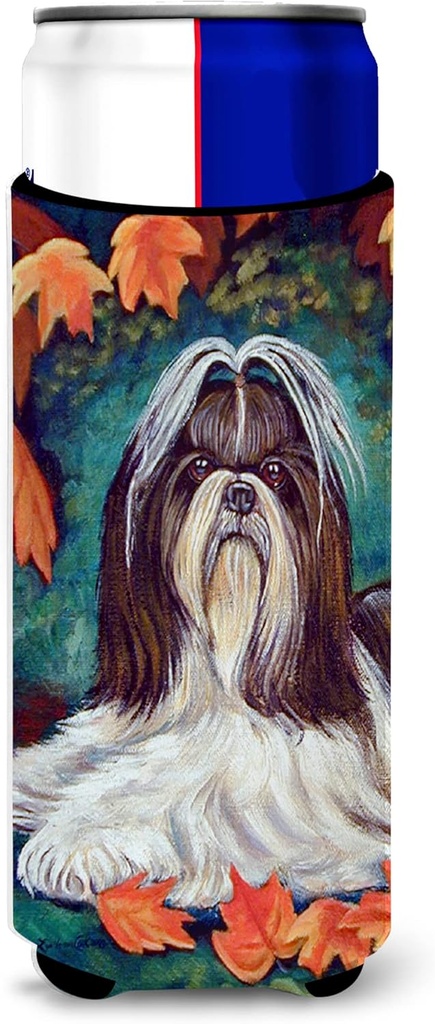 Autumn Leaves Shih Tzu Ultra Beverage Insulators for slim cans
