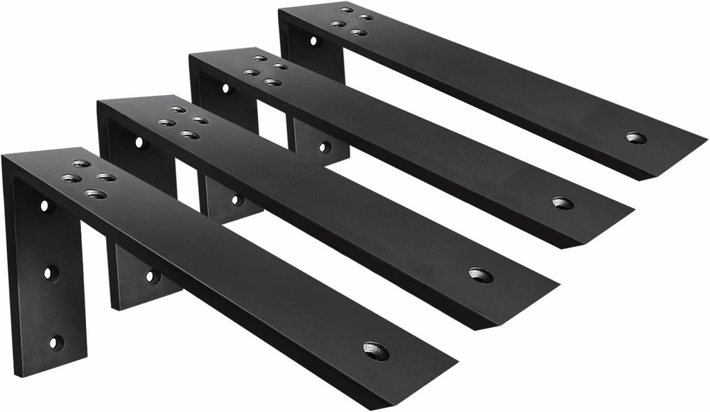Countertop Support Brackets 4 Pack L Bracket Countertop Brackets 10" x 6" x 2.5" Heavy Duty 3/8" Thick Shelf Brackets Metal Corbels L Shape Bracket for Wood Shelf/Quartz/Granite/Concret Countertops