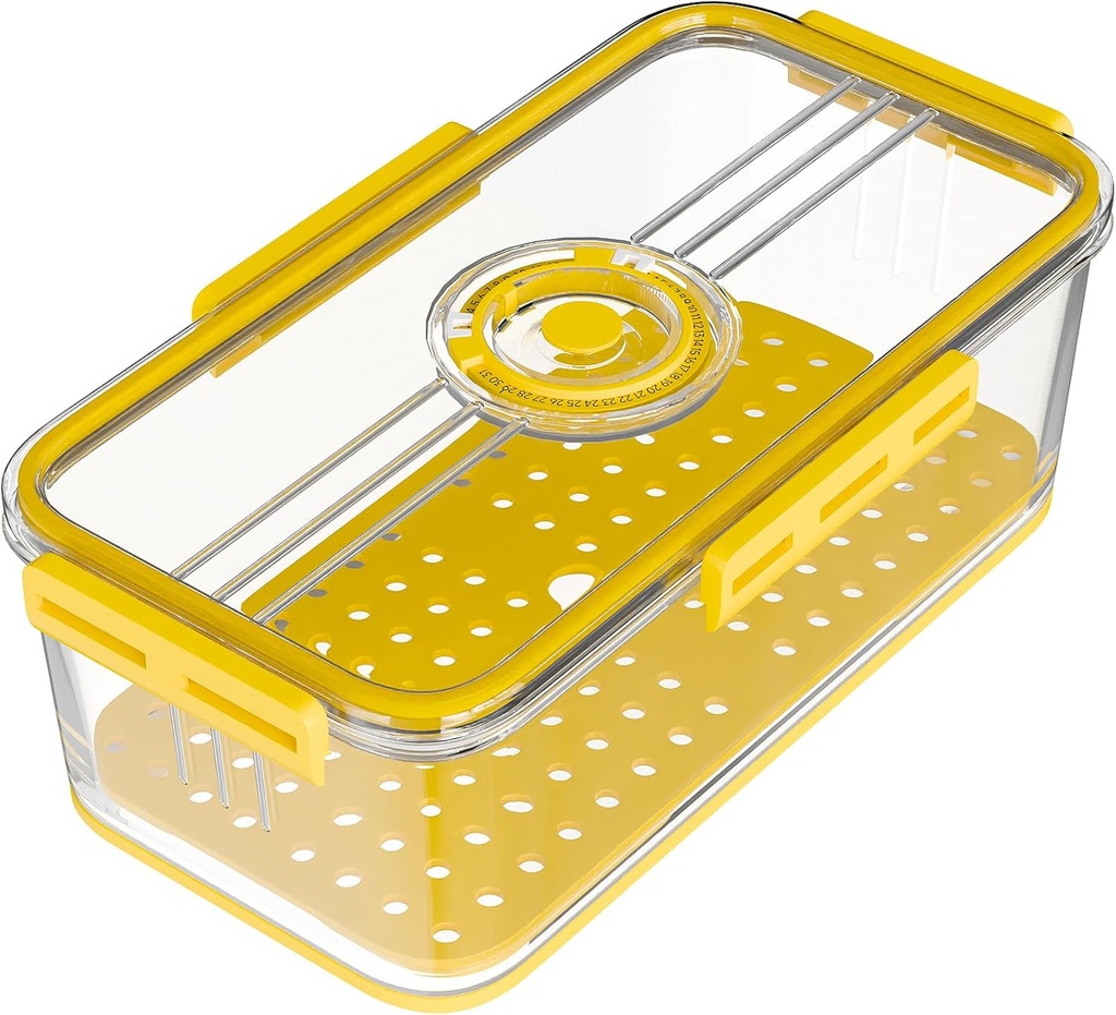 Airtight Bread Box for Kitchen Counter – Storage Container with Time Dial and Lid, BPA-Free Loaf Keeper for Homemade Baked Goods, Muffins, Bagels (Yellow)