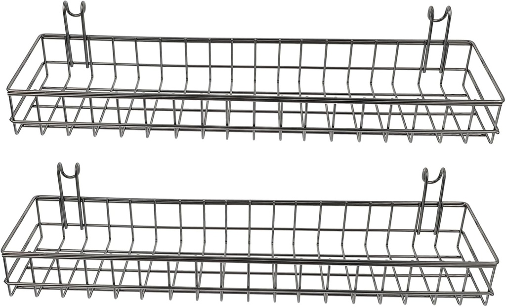 HEALLILY 2pcs Hanging Iron Storage Basket for Kitchen and Bathroom Mesh Design Wall-Mounted Organizer for Sundries and Toiletries Sturdy Metal Construction