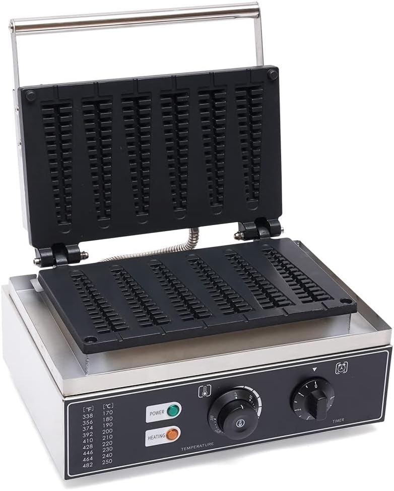 1550W Electric Stick Waffle Maker Machine, 110V Non-Stick Tree-Shaped Waffle Making Machine, Commercial Waffles Iron with Temp and Time Control 122-572℉, for Restaurant Home Use, 6 Sticks